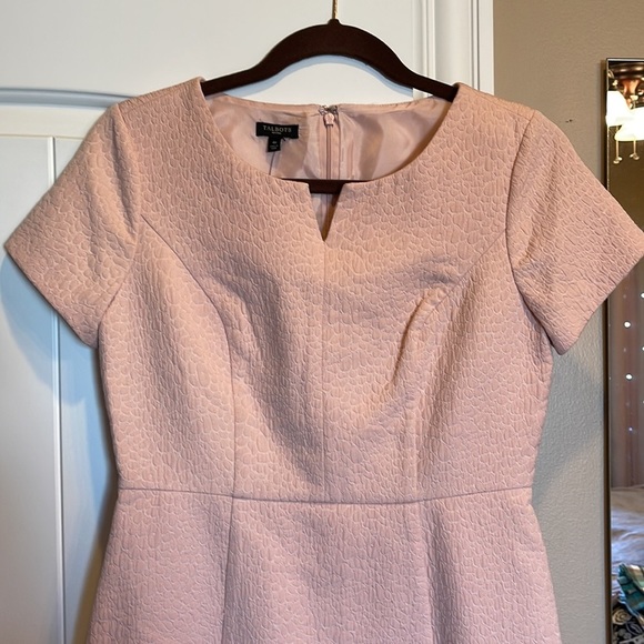 Talbots petites 4P beautiful textured cap sleeve shift dress fabulous baby pink - Picture 2 of 12